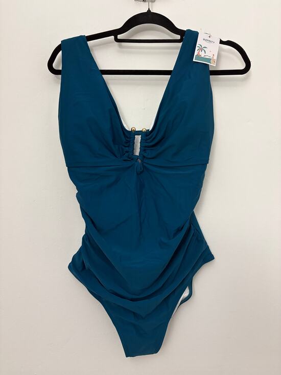 B2Prity Other - B2PRITY Teal Blue Ruched L One Piece Swimsuit NWT